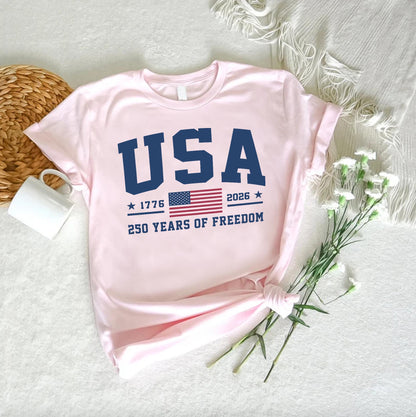 USA 250 Years of Freedom T-Shirt 1776 2026 Semiquincentennial Gift Tee