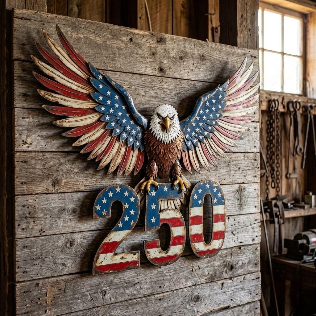 American Eagle 250 Metal Wall Art – Patriotic Usa Flag Anniversary Decor, 4th Of July Gift For Veteran