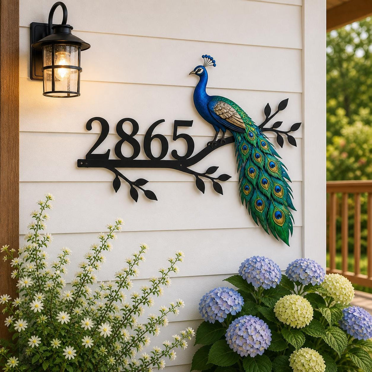 Personalized Peacock House Number Sign – Custom Address Plaque, Housewarming Gift For New Home