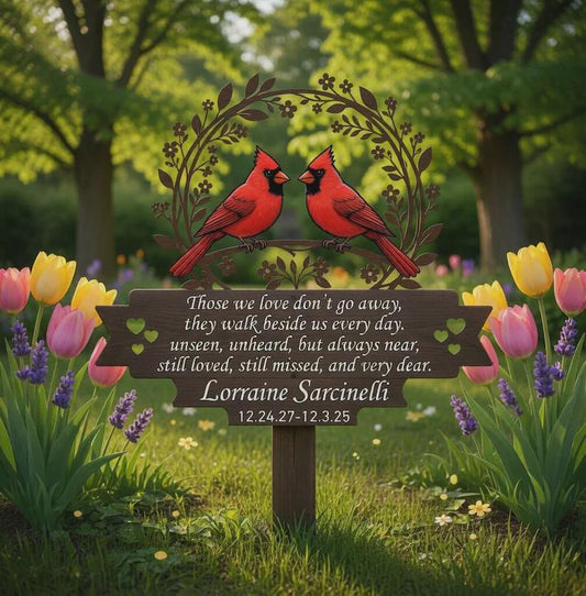 Personalized Cardinal Memorial Garden Sign – Custom Name Sympathy Plaque, Gift For Loss Of Loved One