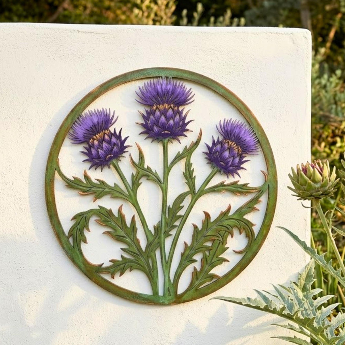 Scottish Thistle Round Metal Wall Art – Nature Sign, Gift For Scottish Heritage Lover