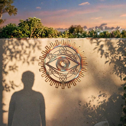 Evil Eye Metal Wall Art – Sacred Geometry Protection Sign, Gift For Spiritual Home