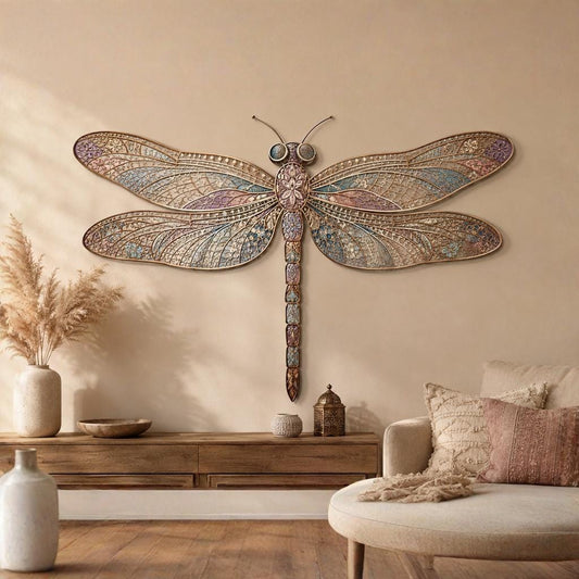 Dragonfly Metal Wall Art – Boho Filigree Insect Decor, Gift For Nature Lover Or Boho Patio