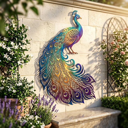Peacock Metal Wall Art – Colorful Garden Wall Decor, Gift For Peacock Lovers