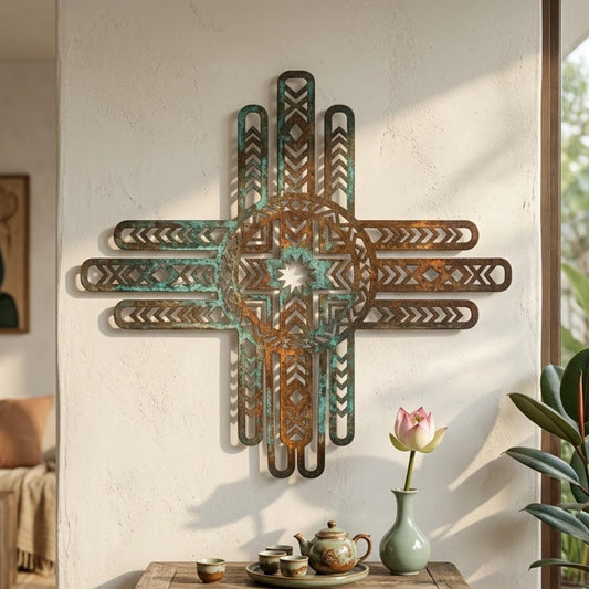 Zia Sun Symbol Metal Wall Art – New Mexico Southwestern Aztec Decor, Gift For Southwest Home
