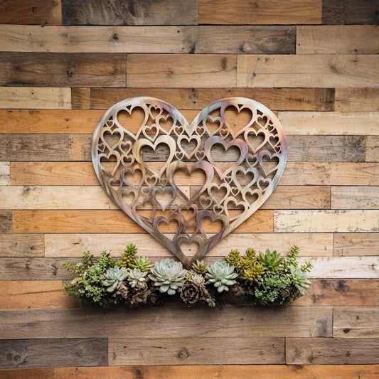Heart Of Hearts Metal Wall Art – Rustic Farmhouse Decor, Anniversary & Valentine's Day Gift