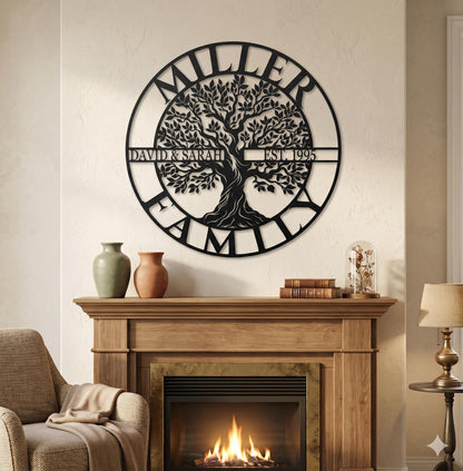 Custom Family Tree Metal Wall Art, Personalized Last Name Address Sign, Outdoor Garden Decor, Anniversary Gift For Parents,luxury Home Decor