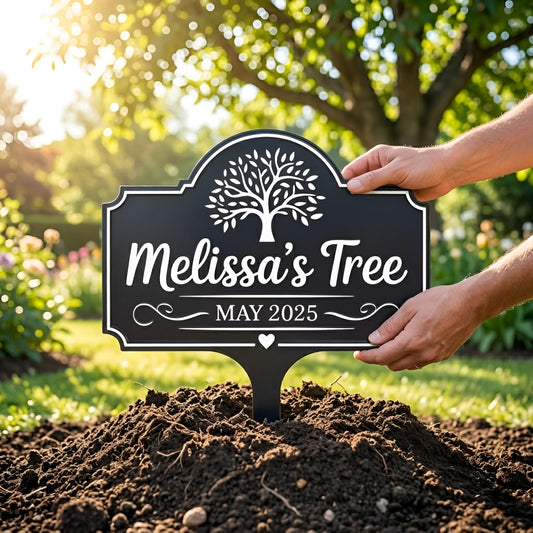 Personalized Memorial Tree Metal Stake – Custom Name And Date Tree Planting Marker, Sympathy Gift For Loss Of Loved One