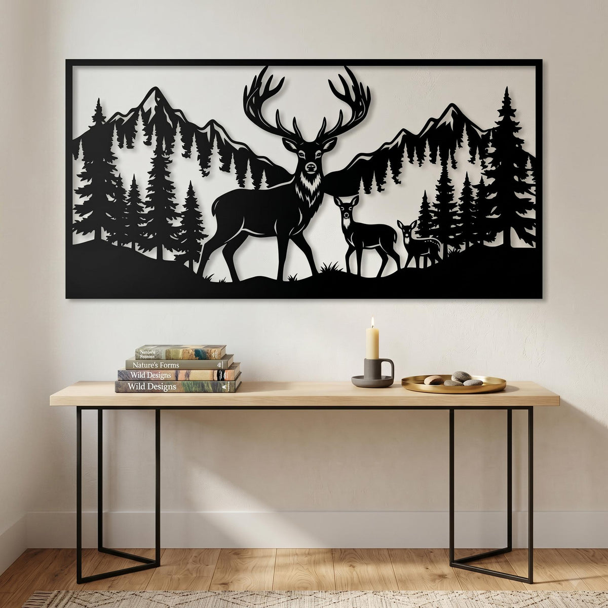 Metal Deer Forest Wall Art, Rustic Nature Decor, Farmhouse Gift,rustic Home Decor, Farmhouse Wall Art, Nature Decor, Cozy Home Gift