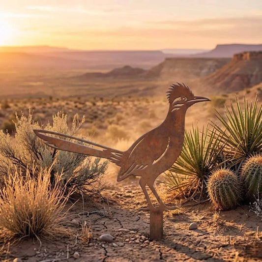 Rusted Roadrunner Metal Garden Stake – Southwest Desert Silhouette Sign, Gift For Desert Bird Lovers