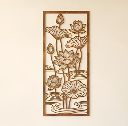 Lotus Flower Metal Wall Art – Zen Botanical Panel, Minimalist Gift For Home Decor Lovers