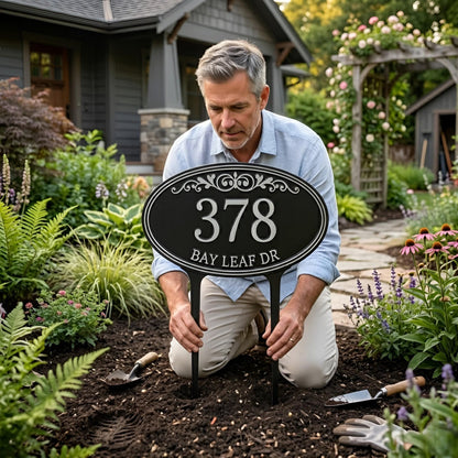 Personalized House Number Sign – Custom Address Yard Stake Plaque, Housewarming Gift