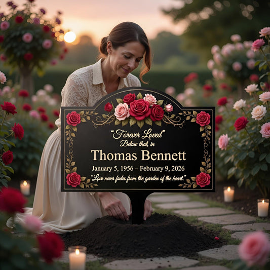 Personalized Memorial Garden Stake – Custom Name Rose Sign, Gift For Loss Of A Loved One