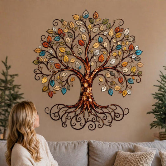 Colorful Tree Of Life Metal Wall Art – Family Tree Home Decor, Gift For New Homeowners