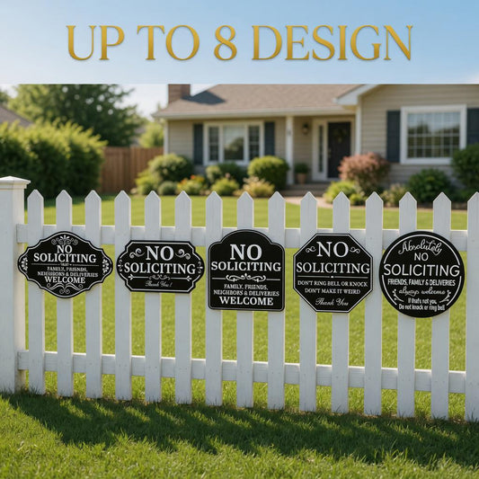 No Soliciting Metal Sign – Decorative Front Yard Fence And Porch Plaque, Gift For Homeowner Or New House