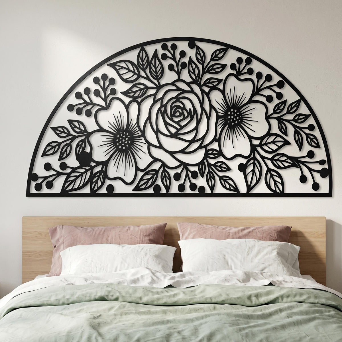 Floral Metal Wall Decor, Laser Cut Steel Botanical Art Sign,  Living Room Wall Art, Botanical Wall Art, Housewarming Gift, Her Gift