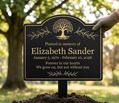 Personalized Memorial Garden Stake – Custom Name Tree Of Life Plaque, Sympathy Gift