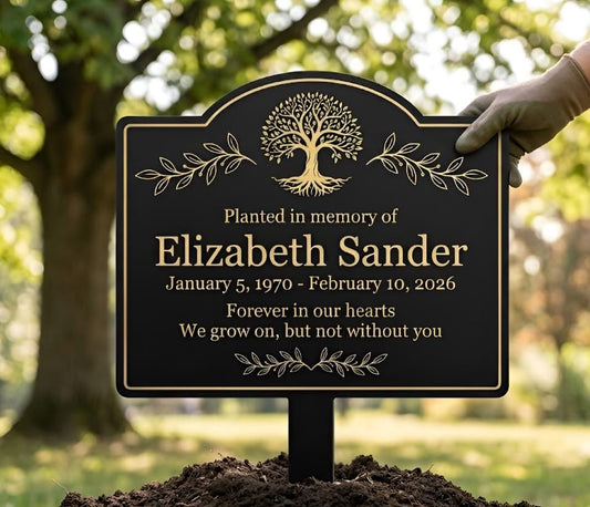 Personalized Memorial Garden Stake – Custom Name Tree Of Life Plaque, Sympathy Gift