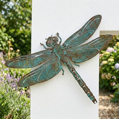 Verdigris Dragonfly Metal Wall Art – Patina Garden Wall Decor, Housewarming Gift