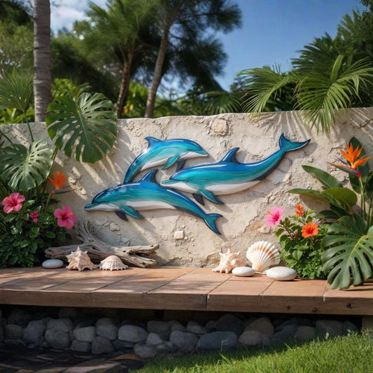 Dolphin Pair Metal Wall Art – Coastal Ocean Beach House Decor, Gift For Dolphin Lover