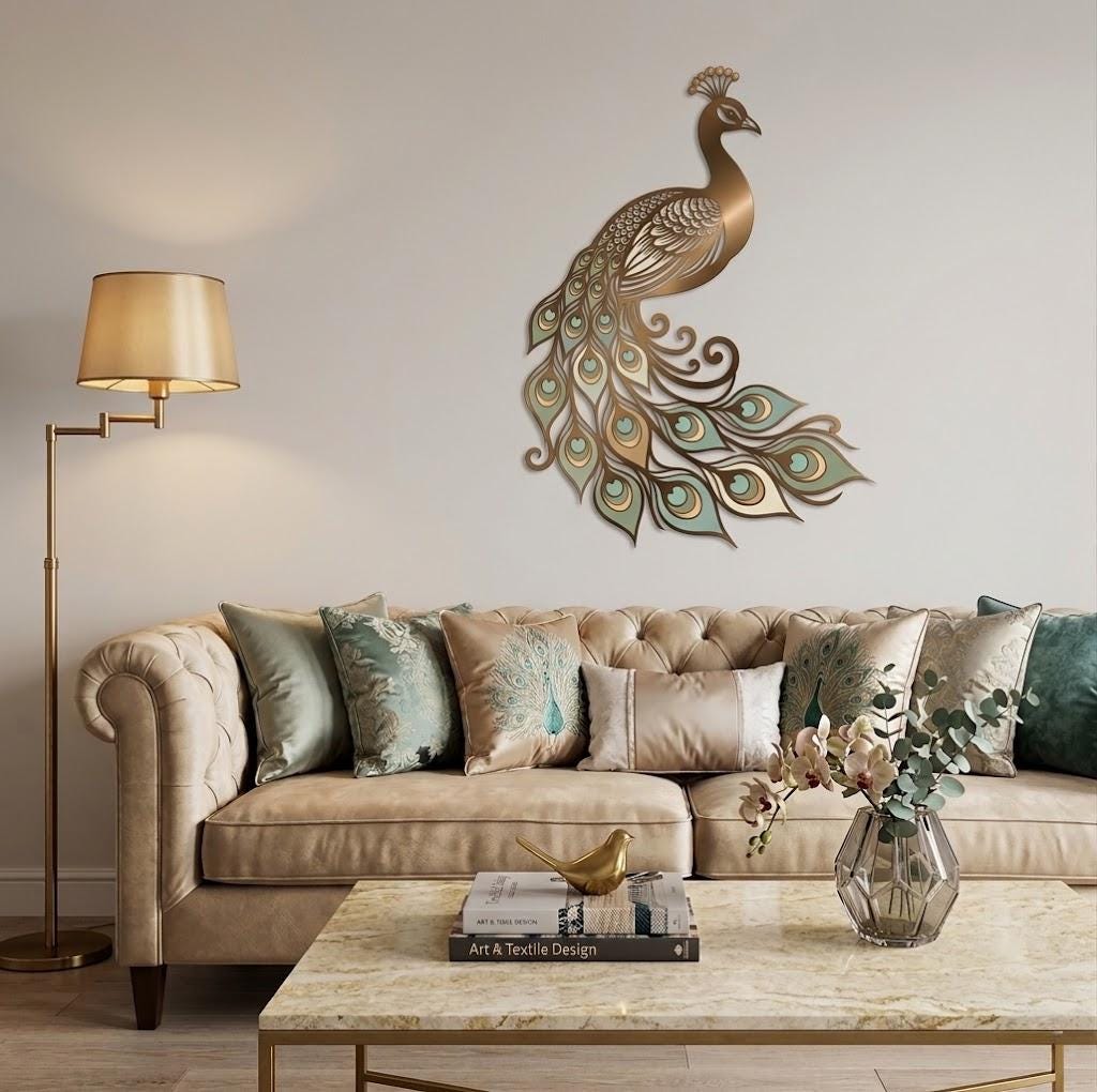 Peacock Metal Wall Art – Elegant Feather Wall Decor, Gift For Bird Lover