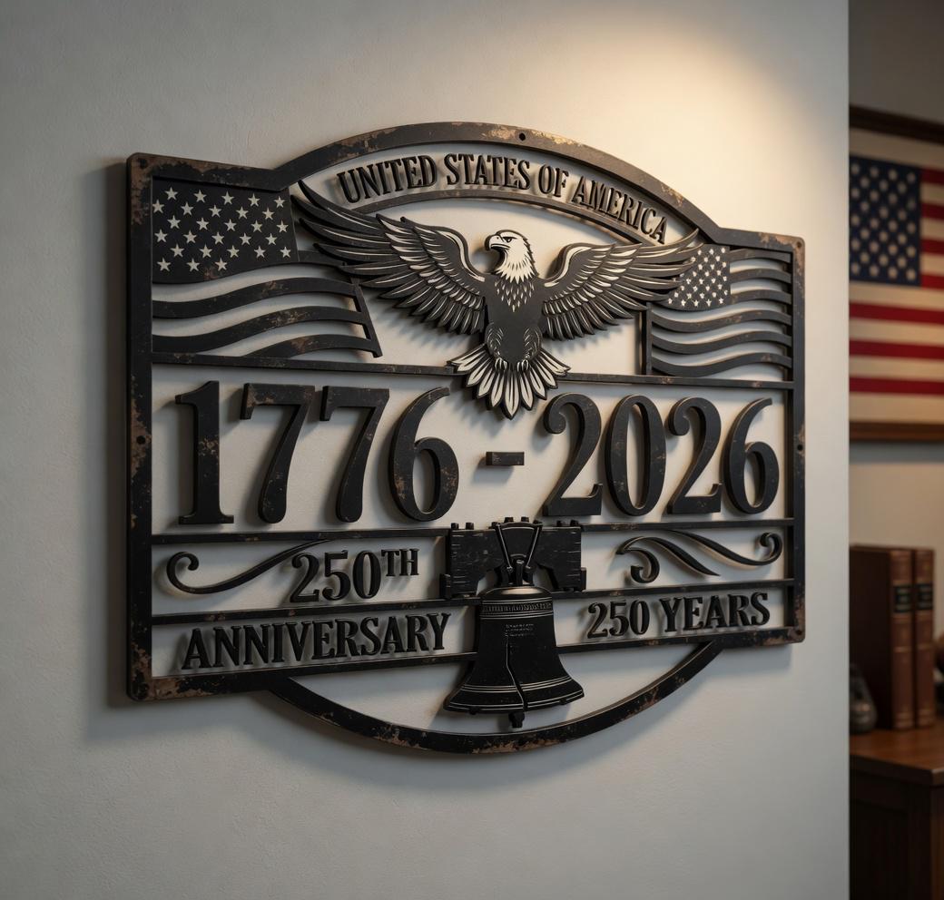 Usa 250th Anniversary Metal Wall Art – 1776 To 2026 Eagle Liberty Bell Sign, Patriotic Gift For American Home