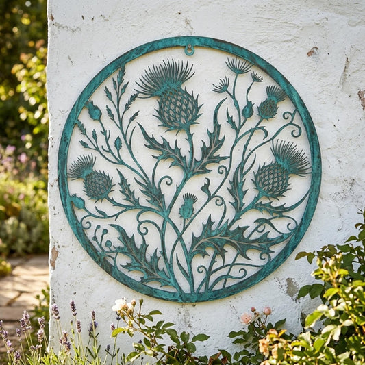 Scottish Thistle Metal Wall Art – Round Nature Sign, Gift For Scotland Lover