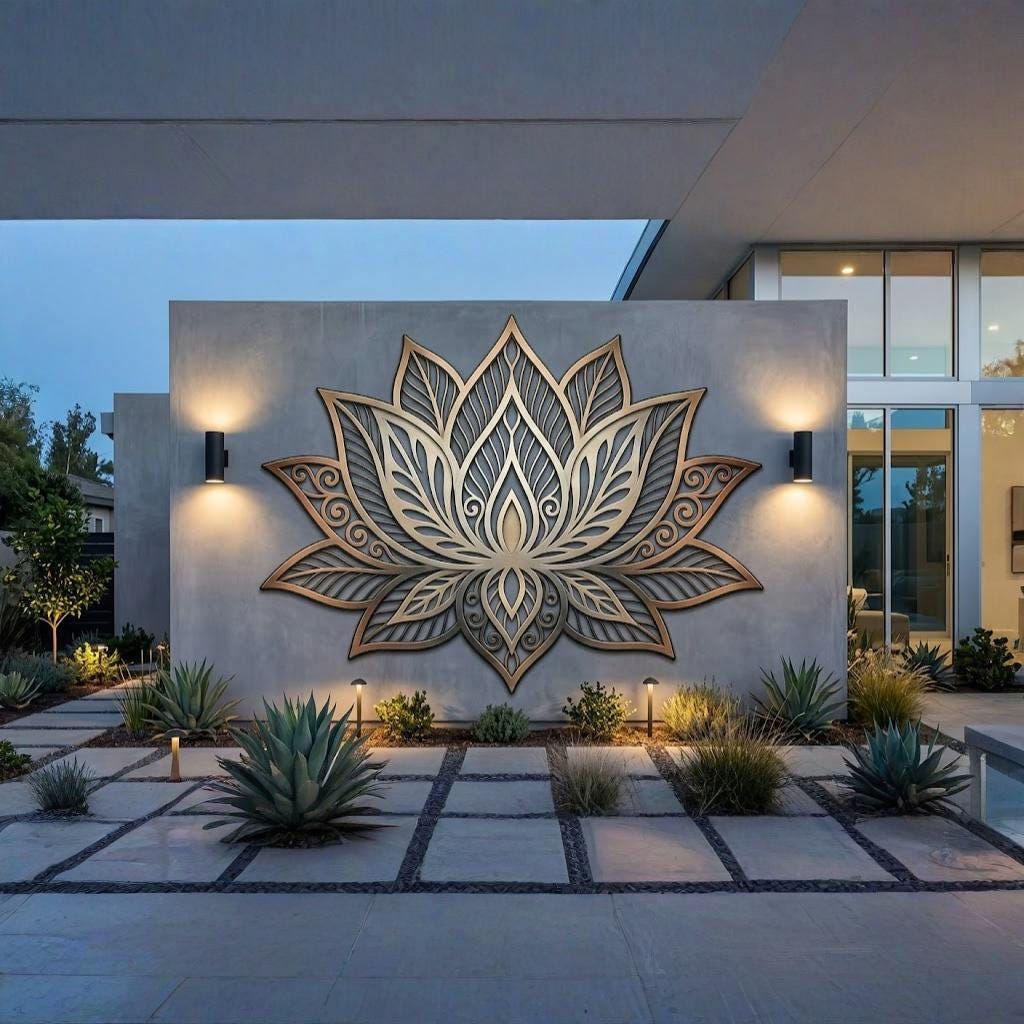 Lotus Mandala Metal Wall Art – Large Zen Flower Wall Decor, Gift For Boho Home Or Garden