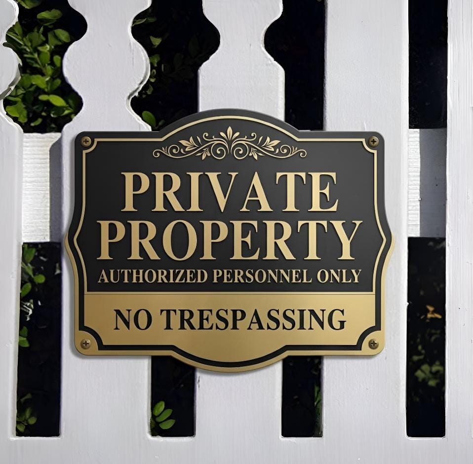 Private Property No Trespassing Metal Sign – Authorized Personnel Only Gate Plaque, Gift For Homeowner Or Fence