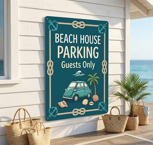 Beach House Parking Metal Sign – Nautical Guests Only Coastal Decor, Gift For Beach House Owners