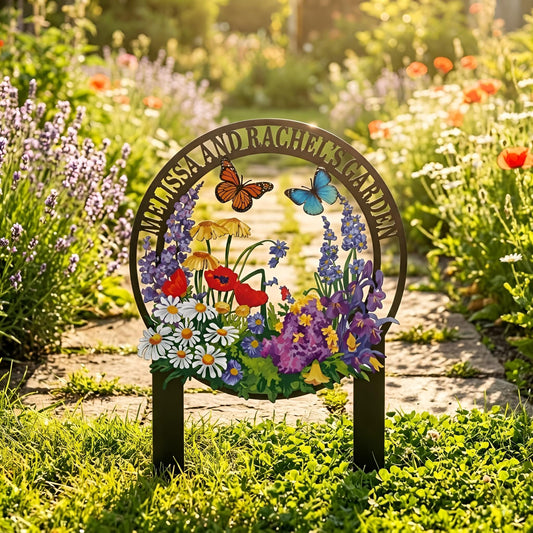 Personalized Wildflower Garden Stake – Custom Name Butterfly Sign, Gift For Gardener