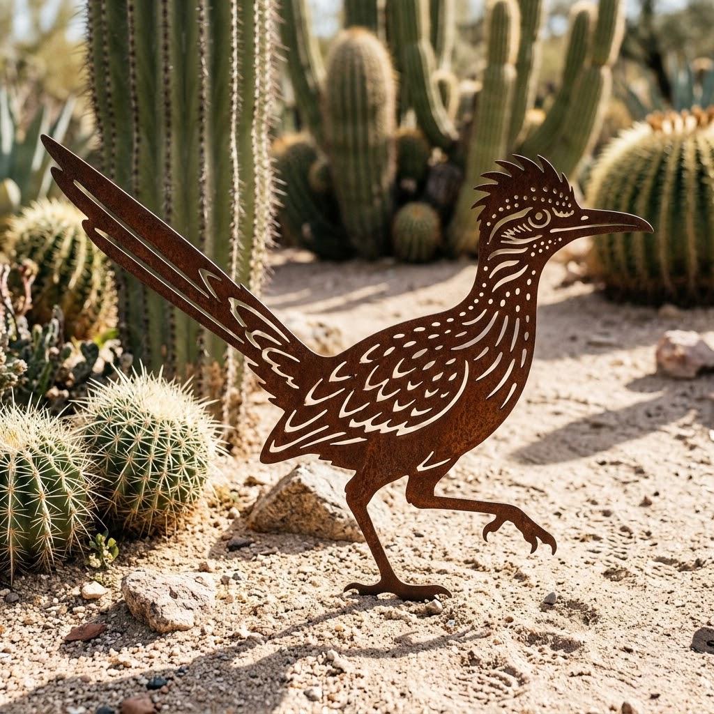 Roadrunner Metal Garden Stake, Desert Bird Yard Art – Cactus Southwest Sign, Gift For Bird Lover
