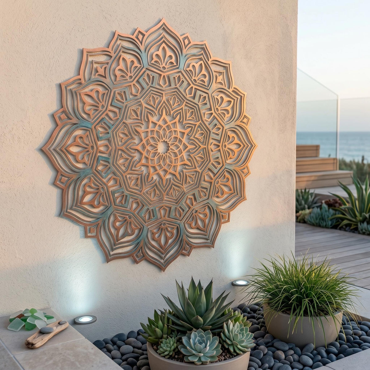 Large Mandala Metal Wall Art – Boho Outdoor Wall Hanging, Patio Decor Gift