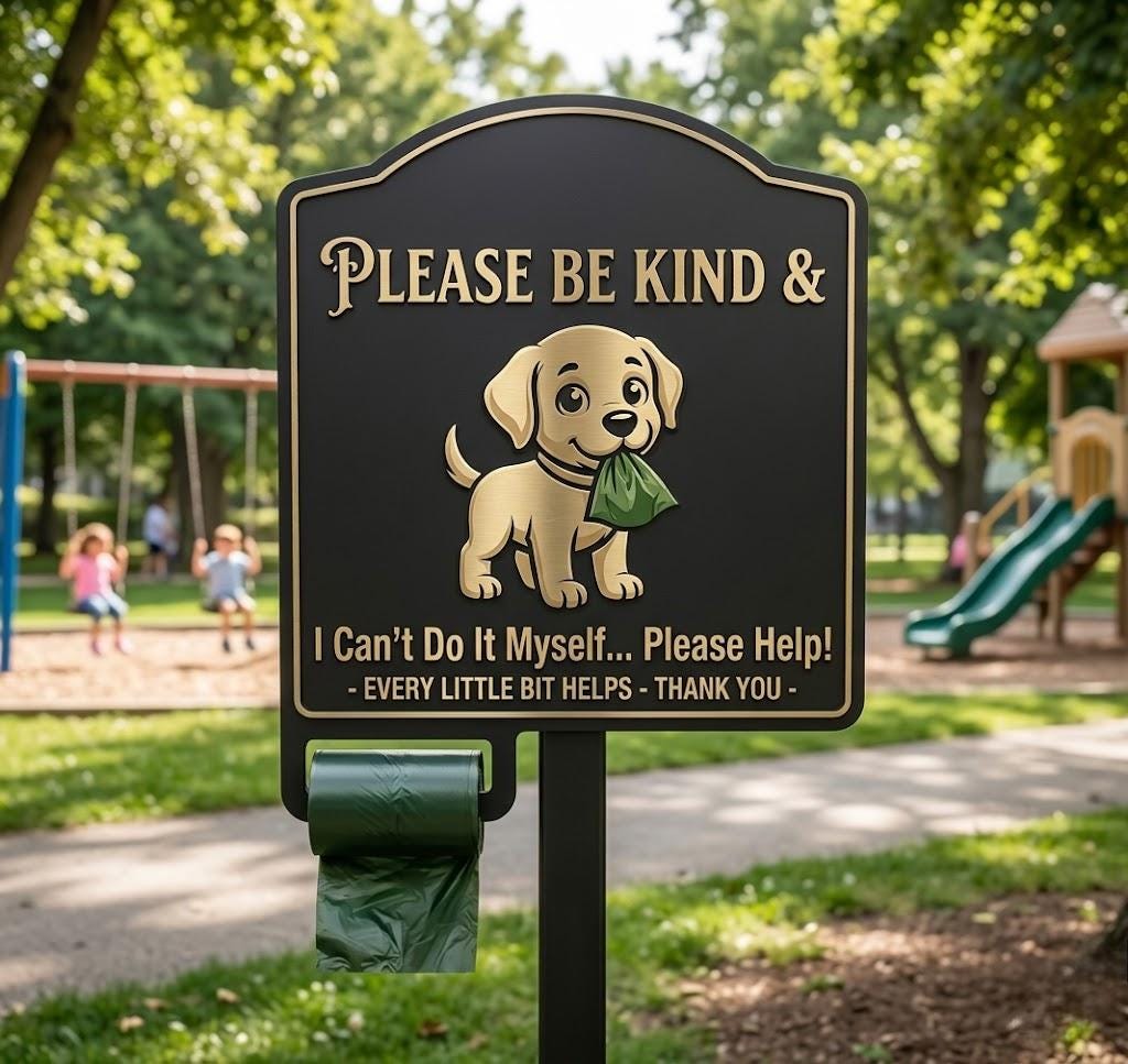 Dog Poop Bag Holder Sign – Funny Pet Waste Station Decor, Gift For Dog Park Owner