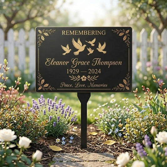 Personalized Memorial Garden Sign – Custom Name Dove Sympathy Plaque, Gift For Loss Of Loved One