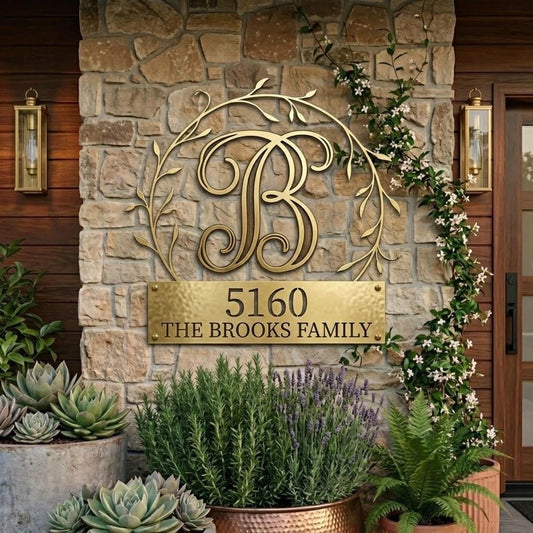 Personalized Monogram Address Sign – Custom Family Name House Number Decor, Gift For New Homeowner