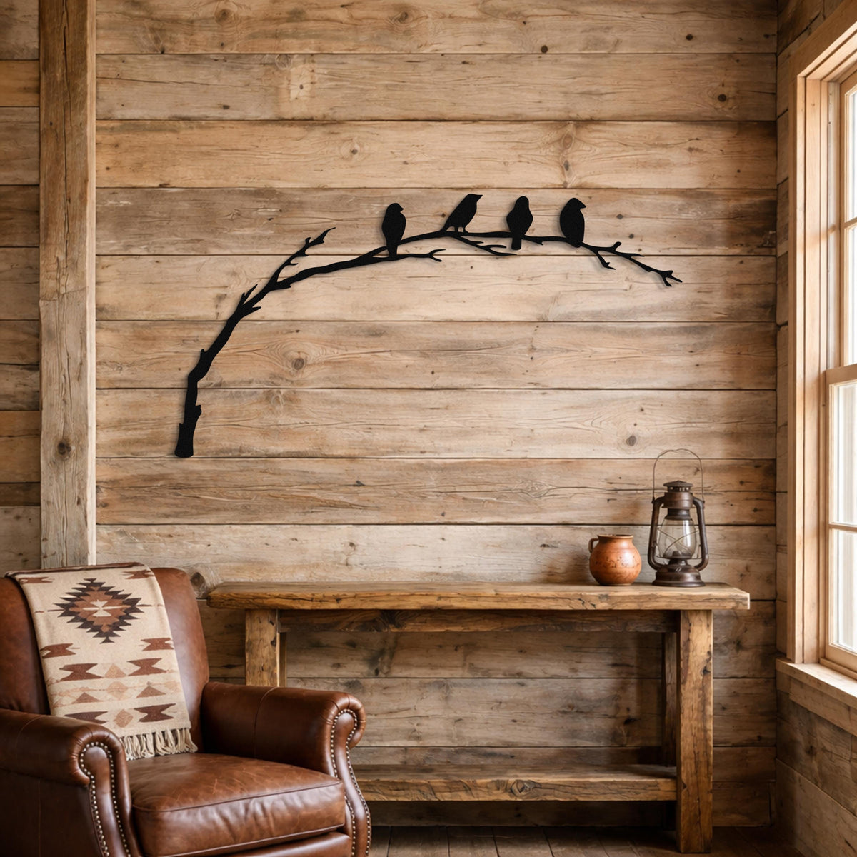 Modern Metal Wall Art Birds On Branch, Large Metal Tree Silhouette, Minimalist Bird Wall Decor, Nature Inspired Over The Bed Decor, Zen Art