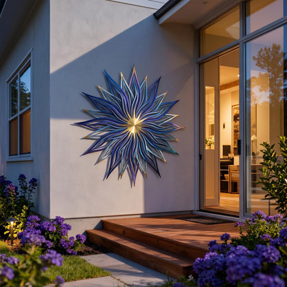 Metal Starburst Mandala Wall Art – Modern Sunburst Sculpture, Gift For Home Decor Lover
