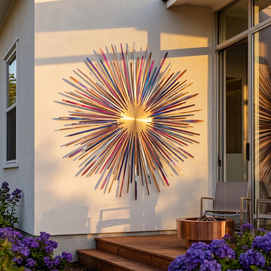 Sunburst Metal Wall Art – Colorful Modern Statement Sculpture, Gift For Home Decor Lovers