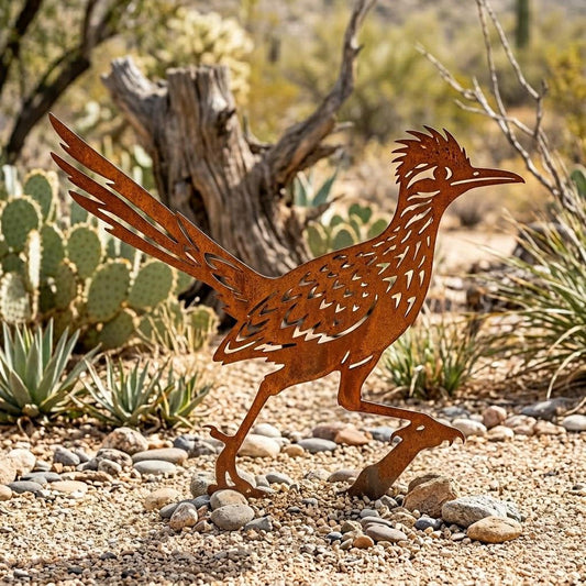 Roadrunner Metal Garden Stake – Rustic Corten Steel Desert Yard Art, Gift For Bird Lover Or Southwest Home