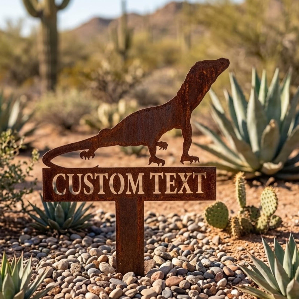 Personalized Lizard Garden Stake – Custom Name Rusty Metal Sign, Gift For Desert Or Reptile Lover