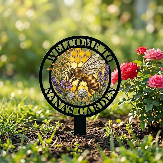 Personalized Grandma Garden Stake – Custom Name Bee Sign, Gift For Nana