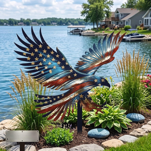 Patriotic Eagle Garden Stake – America's 250th Birthday Stars & Stripes Yard Art, Gift For Veterans