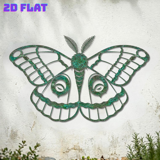 Luna Moth Metal Wall Art – Green Patina Botanical Decor, Gift For Nature Lover