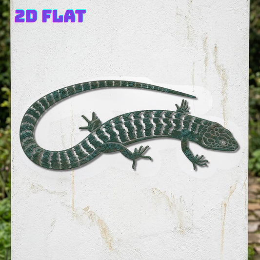 Gecko Metal Wall Art – Green Patina Lizard Garden Decor, Gift For Reptile Lover