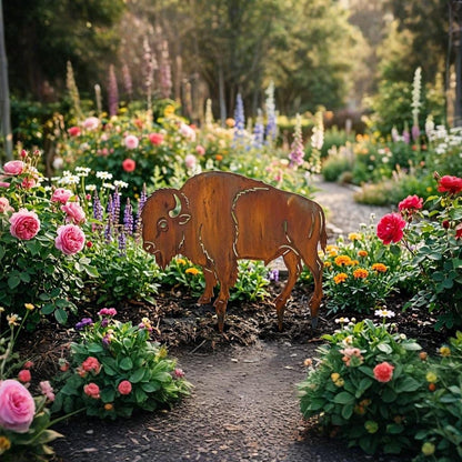 Rustic Bison Metal Garden Stake – Buffalo Yard Art, Gift For Western Decor Lover