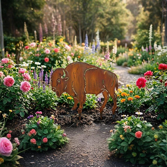 Rustic Bison Metal Garden Stake – Buffalo Yard Art, Gift For Western Decor Lover