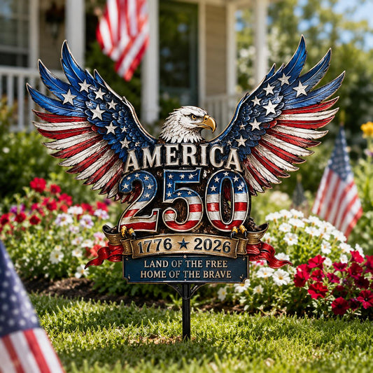 America 250 Eagle Metal Garden Stake – 1776 To 2026 Patriotic Yard Art, Gift For Veteran Or Fourth Of July Lawn Decor