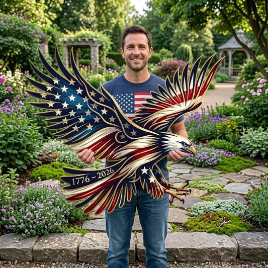 Patriotic Eagle Flag Metal Wall Art – American Freedom Sign, Gift For Veteran