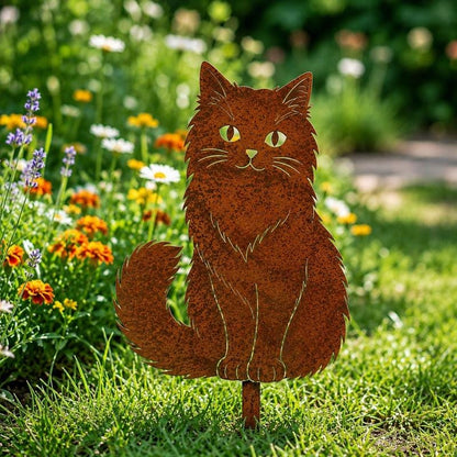 Rusted Cat Garden Stake – Rustic Metal Yard Art, Gift For Cat Lover Or Garden Decor